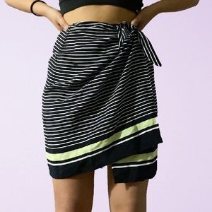 Casual Corner Striped Asymmetrical Wrap Skirt